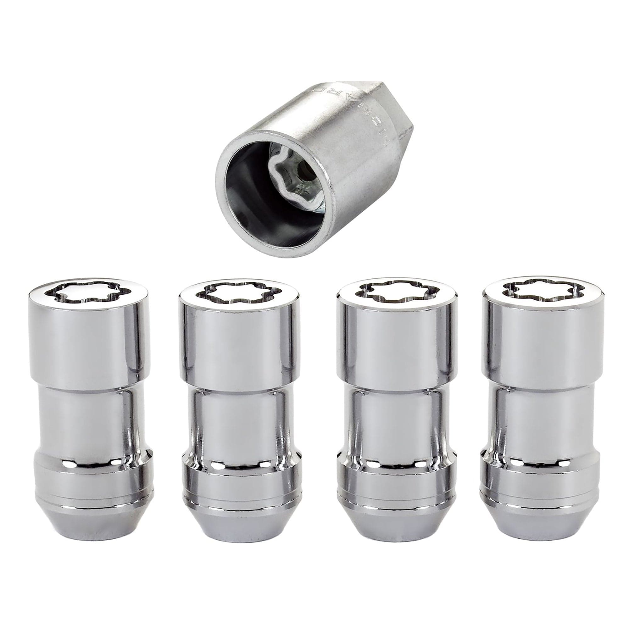 Wheel Lock Set M12x1.75 Nut Cone Seat, Dual 19mm & 21mm Hex, 1.815"Oal-chrome McGard 24160