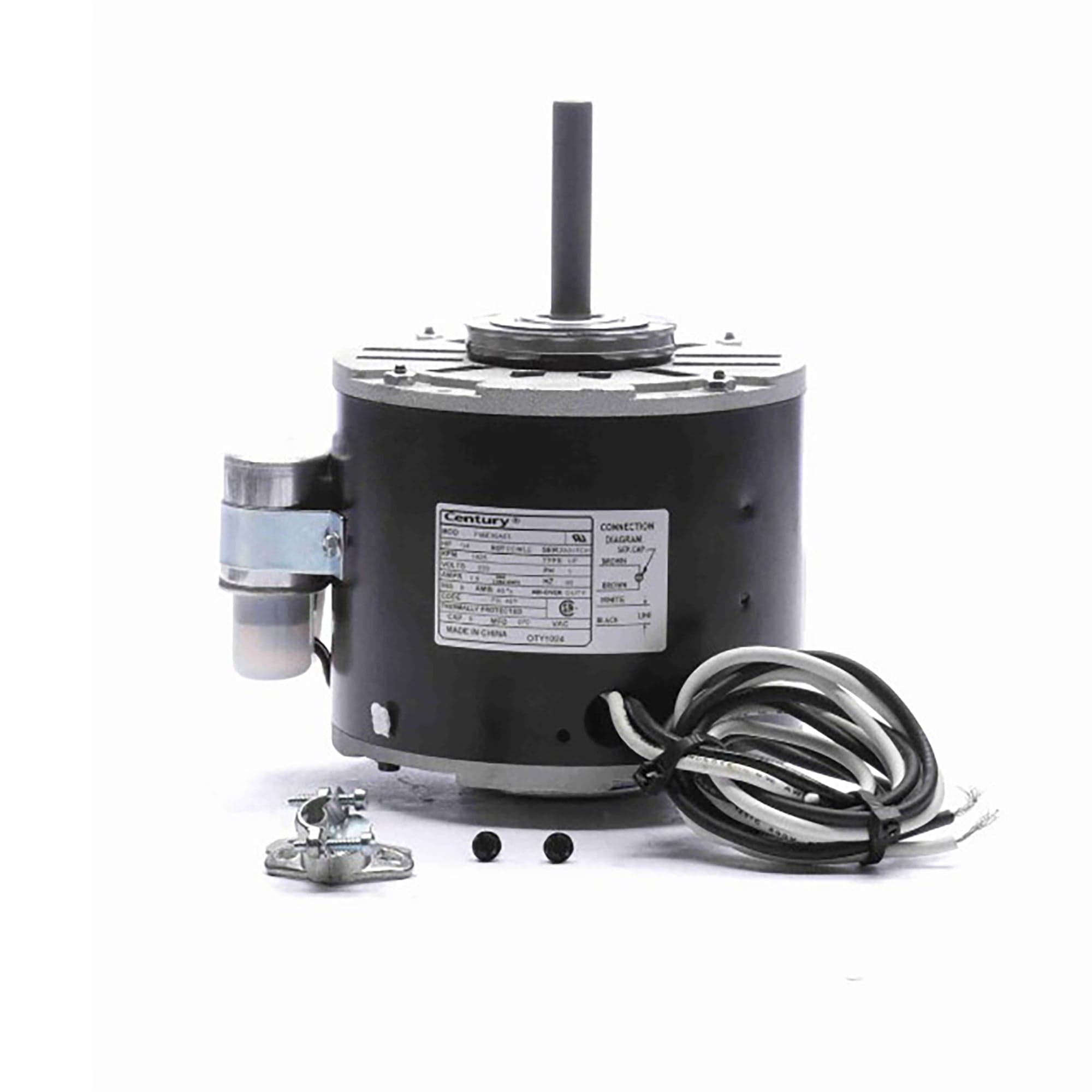Century OTY1024 OEM Replacement Motor, 1/4 HP, 1 Ph, 60 Hz, 230 V, 1625 RPM, 1 Speed, 48 Frame, SEMI ENCLOSED