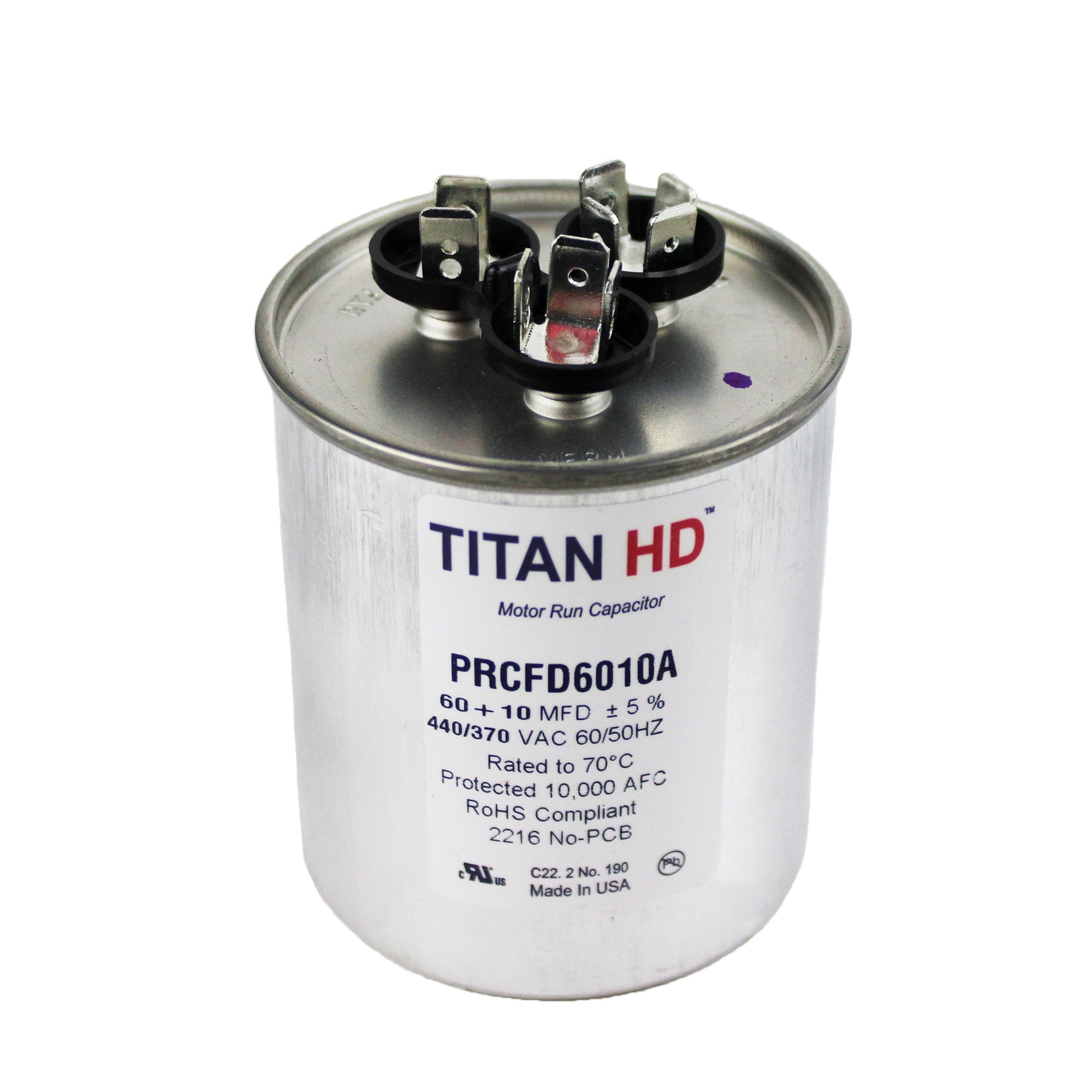 Packard PRCFD6010A Titan HD 60+10MFD 440/370V Round Capacitor