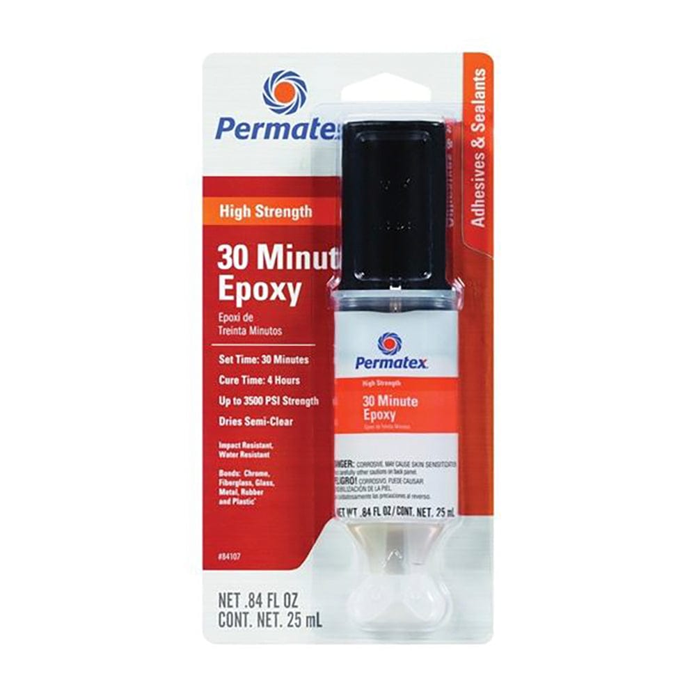 PERMAPOXY 30 Minute High Strength Epoxy - Clear .84 fl oz Dual Syringe, Carded - Permatex 84107