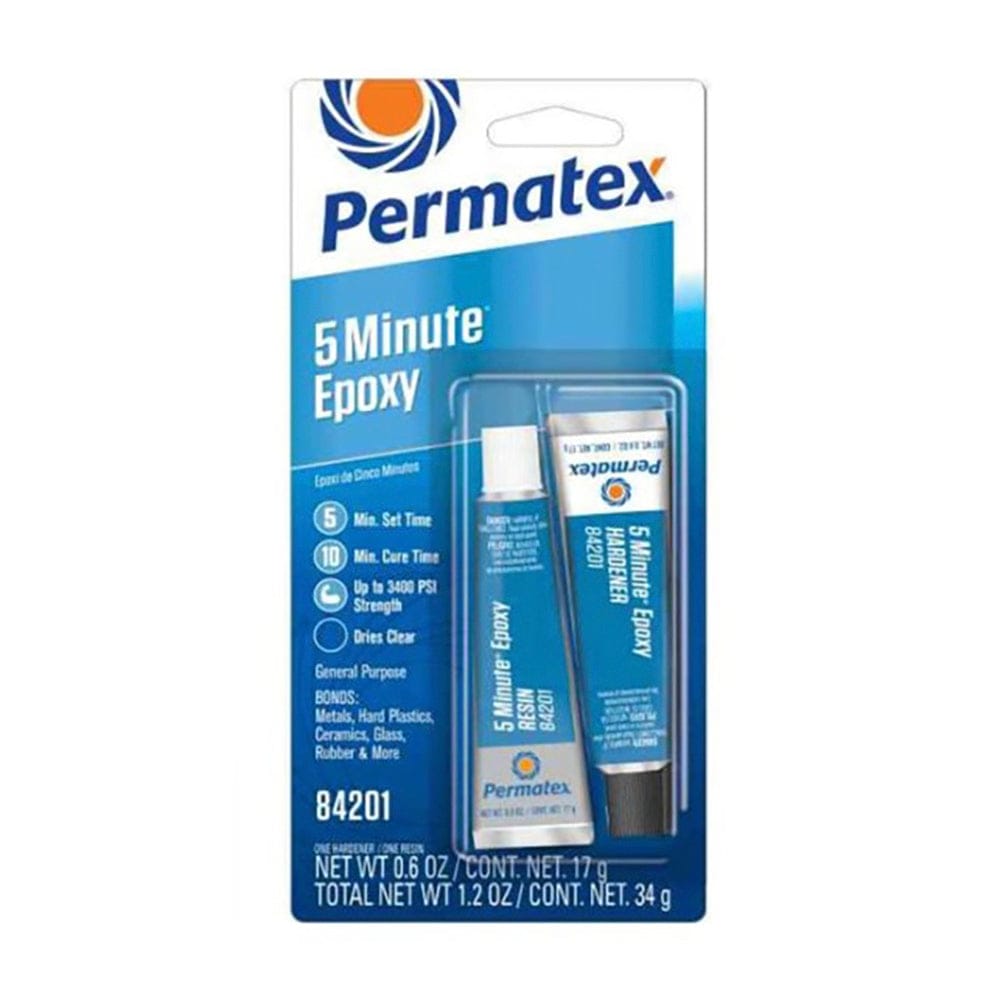 PERMAPOXY 5 Minute General Purpose Epoxy - Clear .6 oz Dual Syringe, carded - Permatex 84201