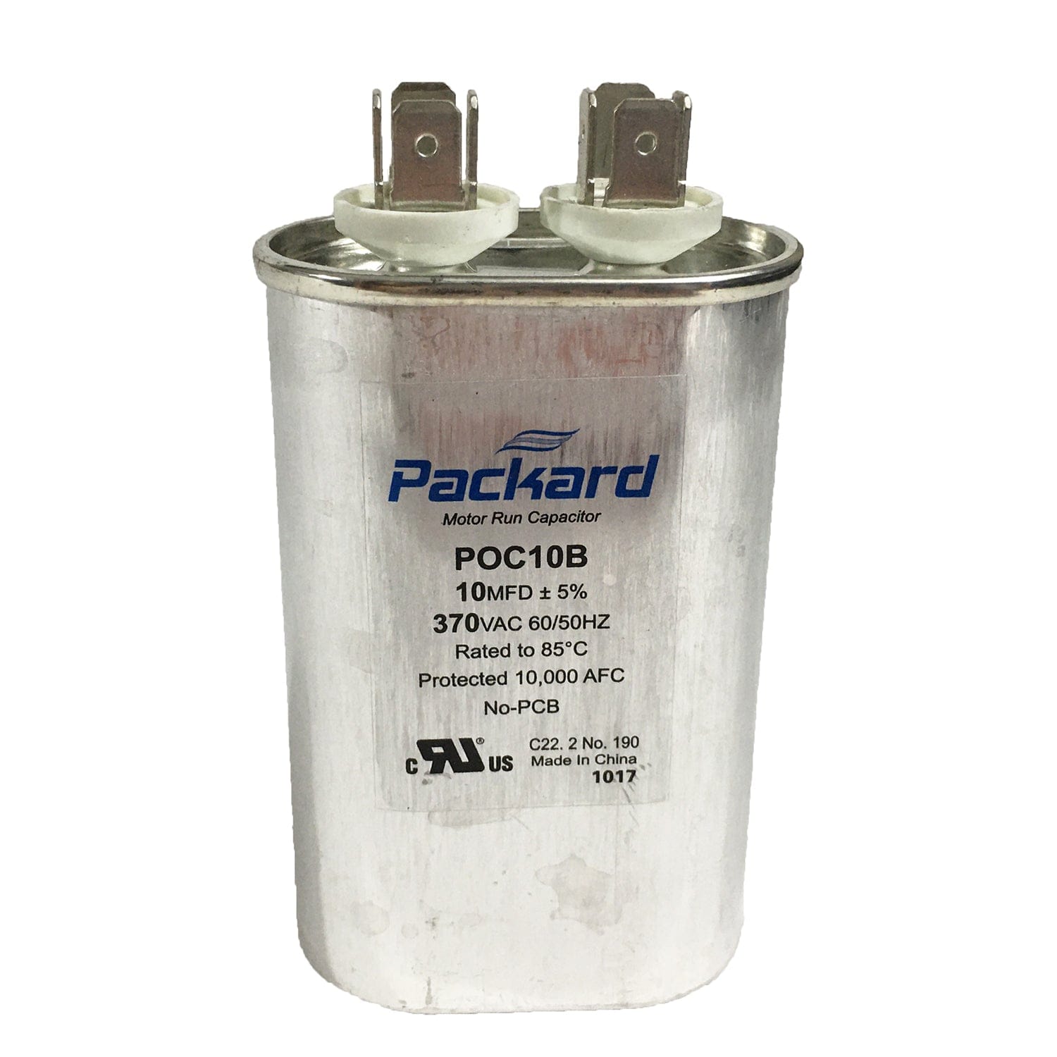 Capacitor 10 Mfd 370 Volt Oval Bulk Packard POC10B