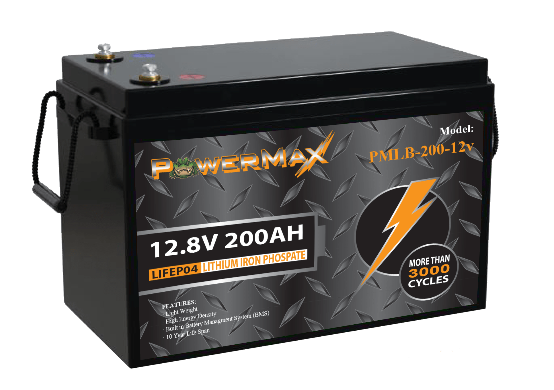 PowerMax PMLB Series LiFePO4 Lithium Battery, 12V 200A
