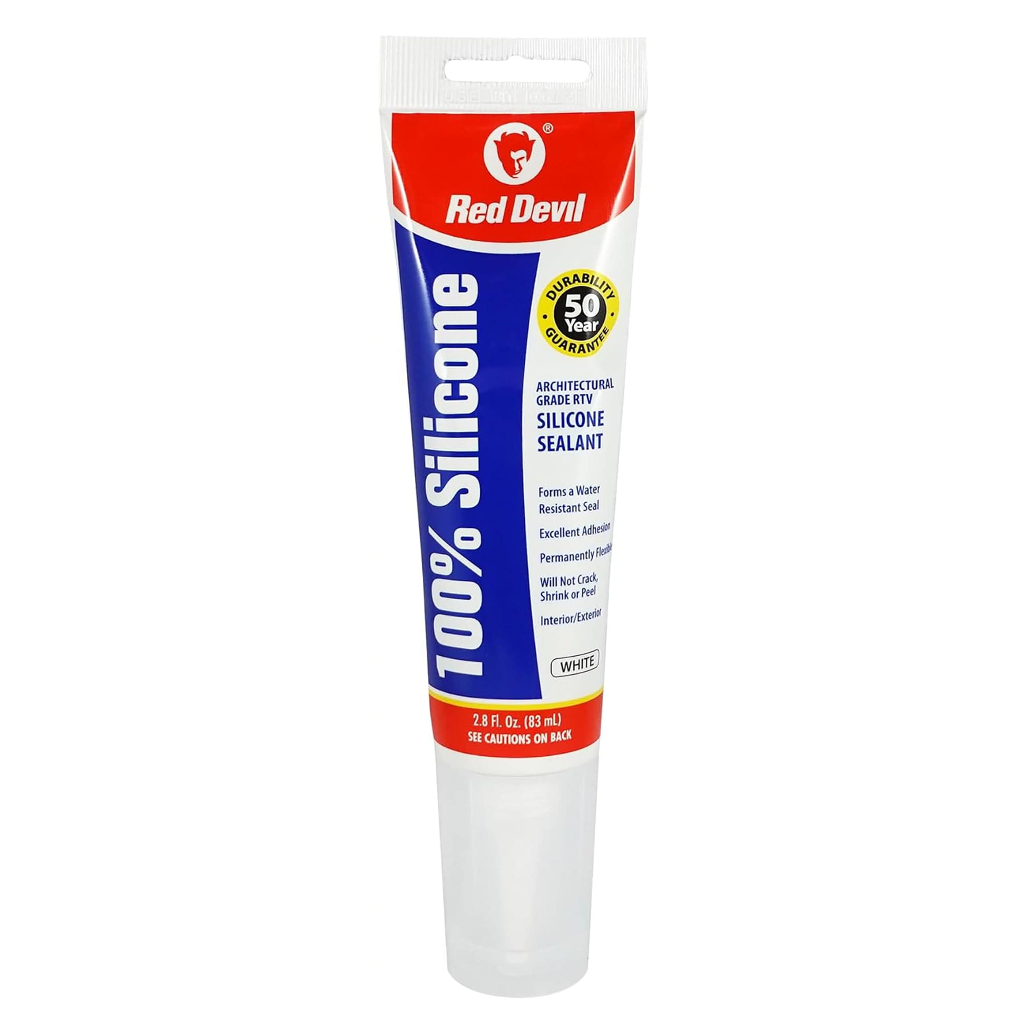 Red Devil 0810 Silicone Sealant 100% 2.8 Fl Oz White Squeeze Tube