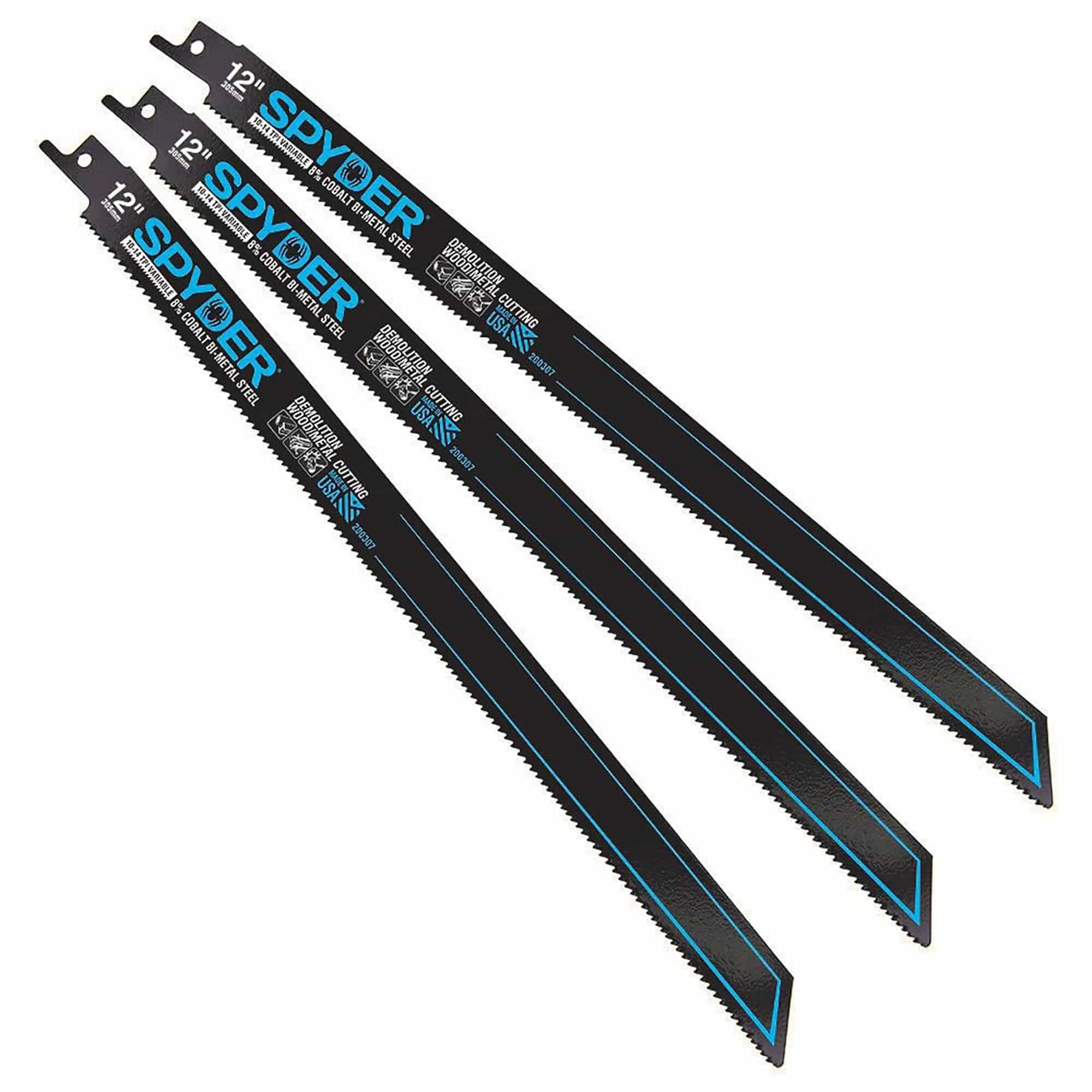 Bi-Metal 10/14 TPI 9" Reciprocating Saw Blades - 3 Pack - Spyder 200307