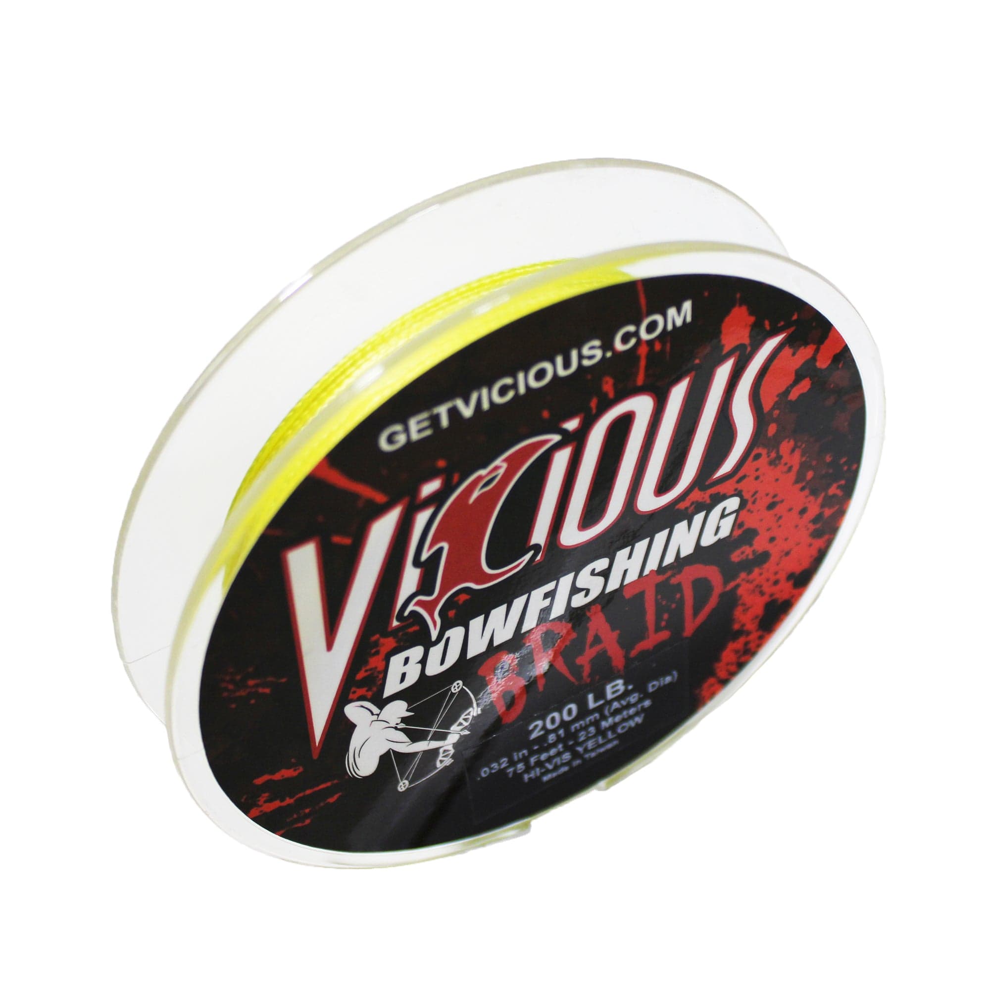 Vicious BVBY Bowfishing Braid Fishing Line, 25 Yards - Hi-Vis Yellow