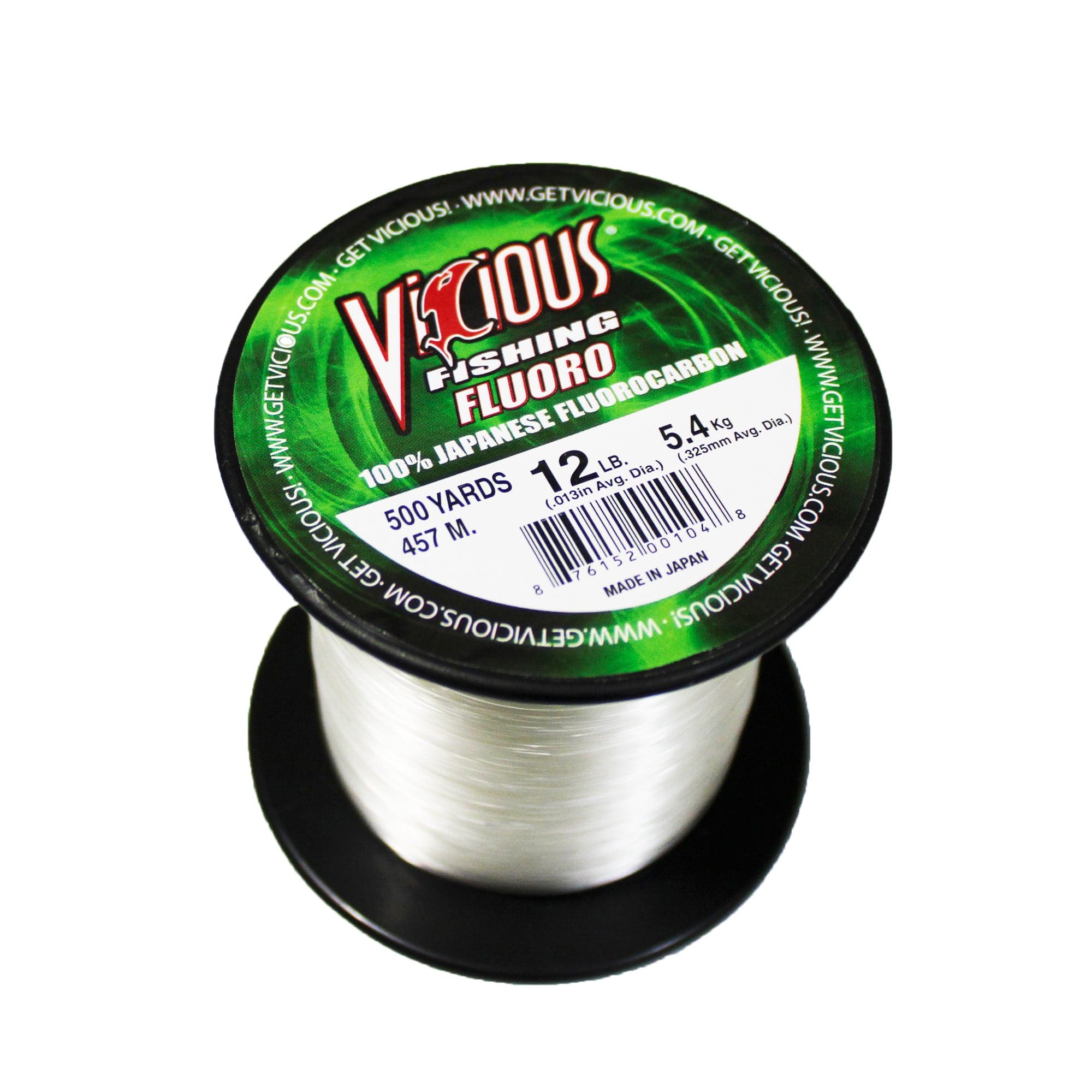 Vicious FLD 100% Fluorocarbon Fishing Line, 500 Yards - Clear