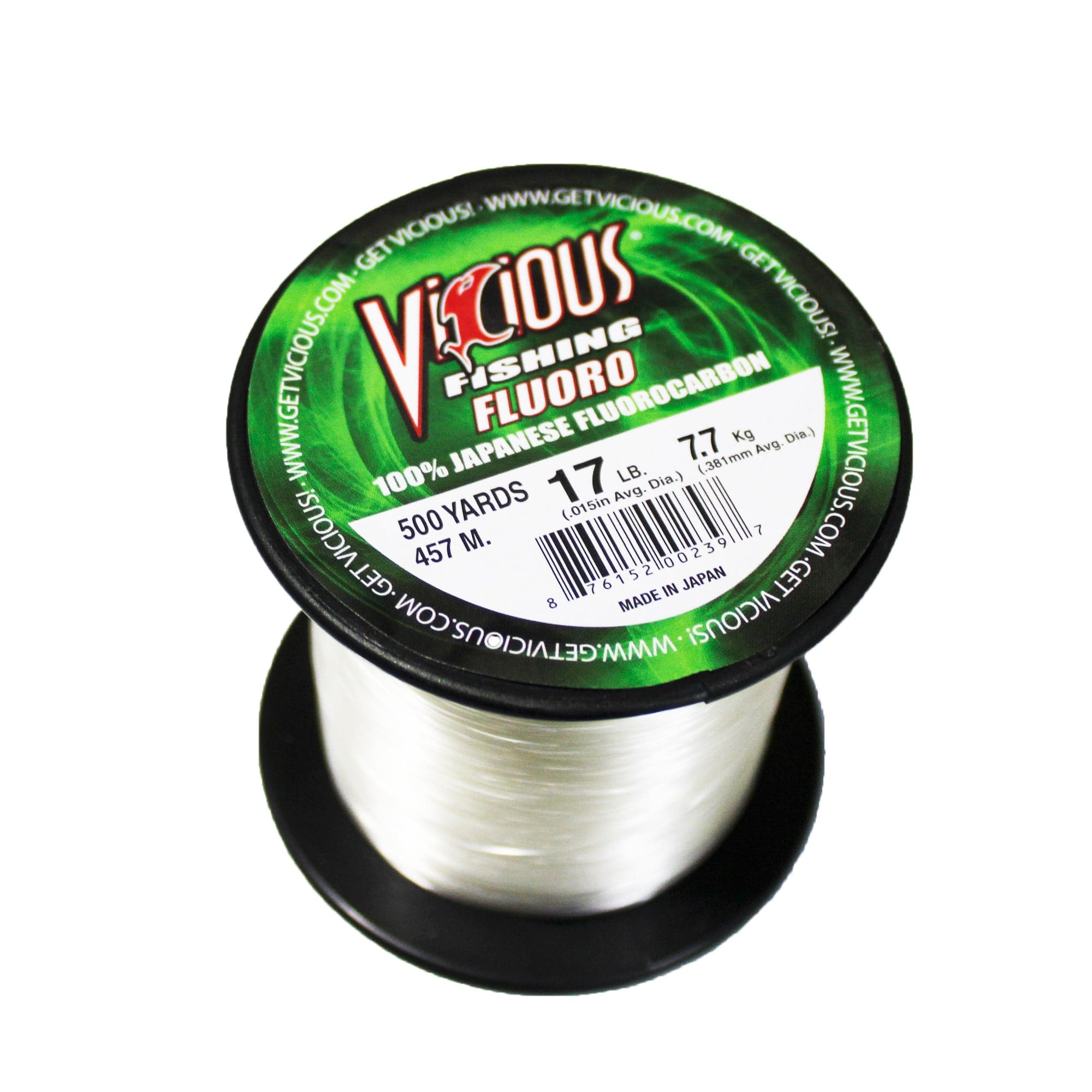 Vicious FLD 100% Fluorocarbon Fishing Line, 500 Yards - Clear