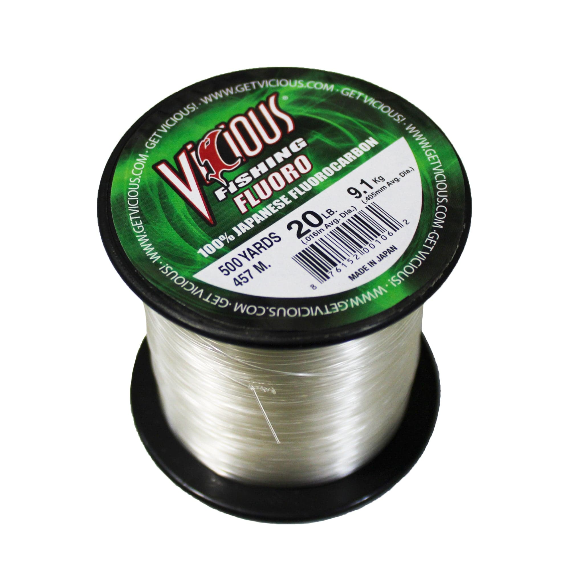 Vicious FLD 100% Fluorocarbon Fishing Line, 500 Yards - Clear