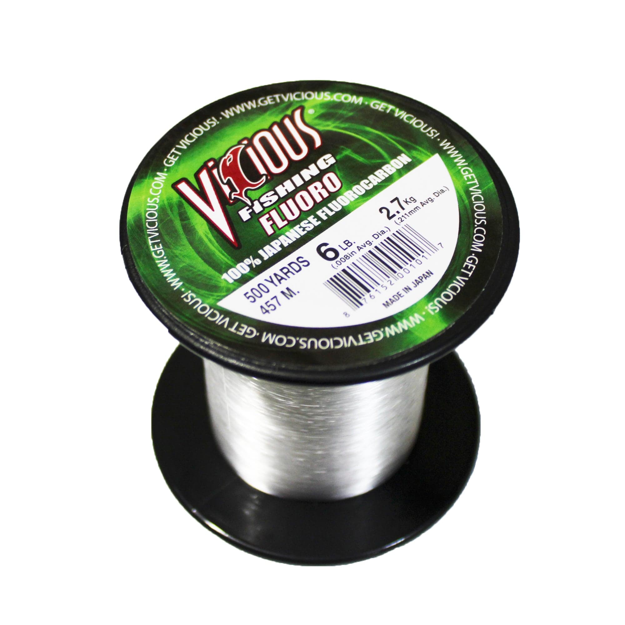 Vicious FLD 100% Fluorocarbon Fishing Line, 500 Yards - Clear