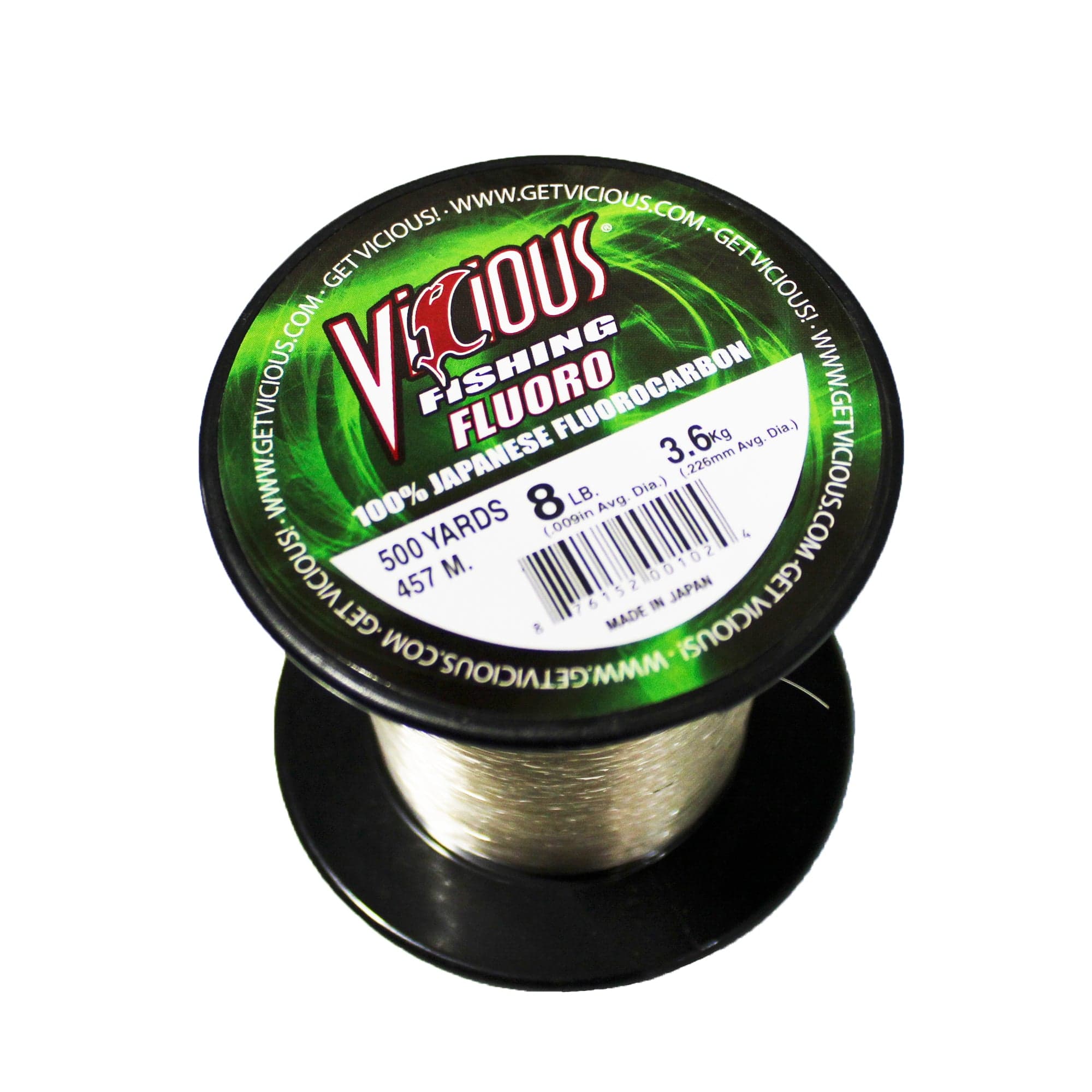 Vicious FLD 100% Fluorocarbon Fishing Line, 500 Yards - Clear