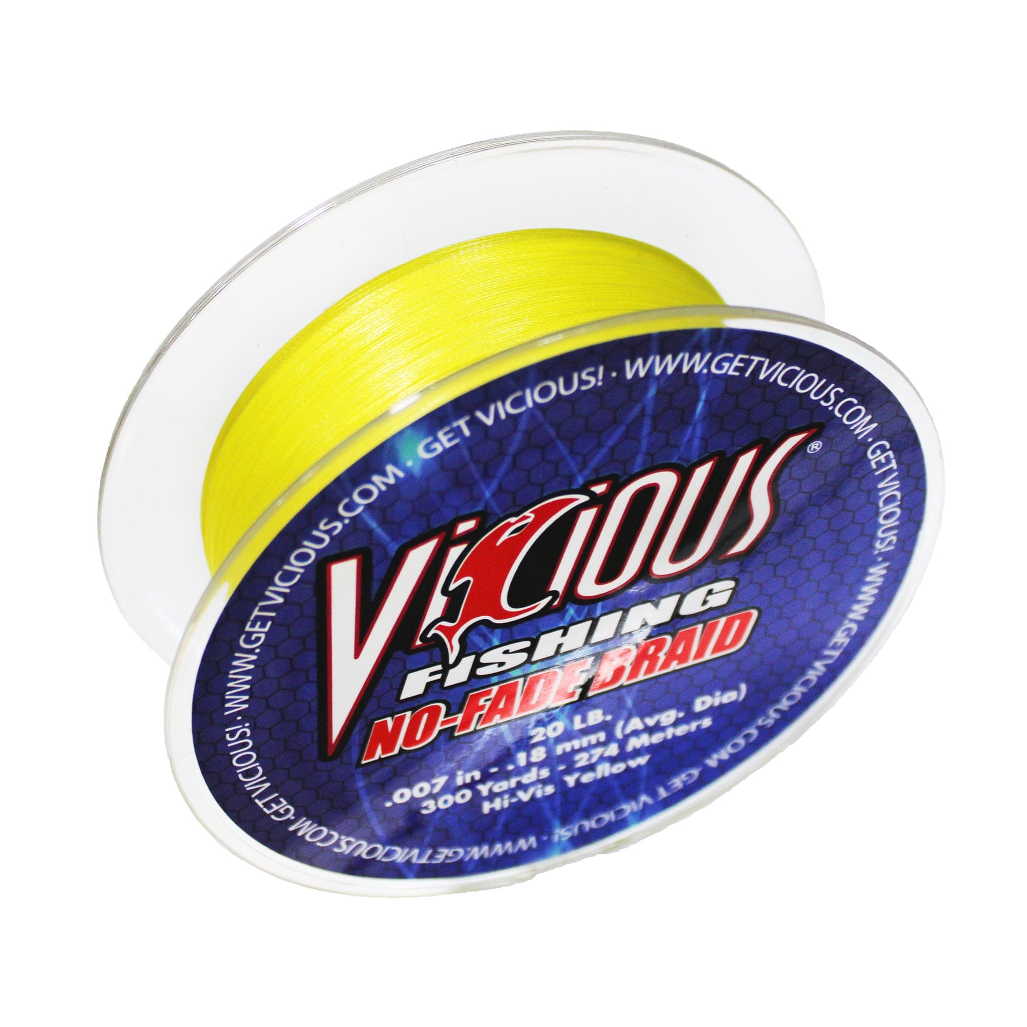 Vicious NBRY No-Fade Braid Fishing Line, 300 Yards - Hi-Vis Yellow