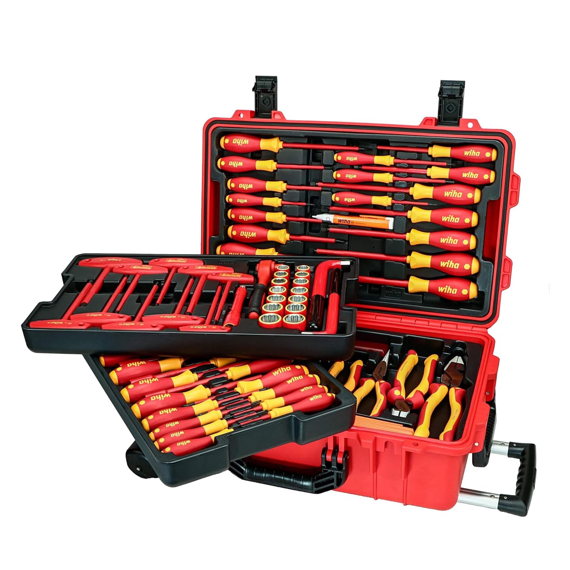 80 Piece Master Electrician's Insulated Tools Set In Rolling Hard Case Wiha Tools 32800