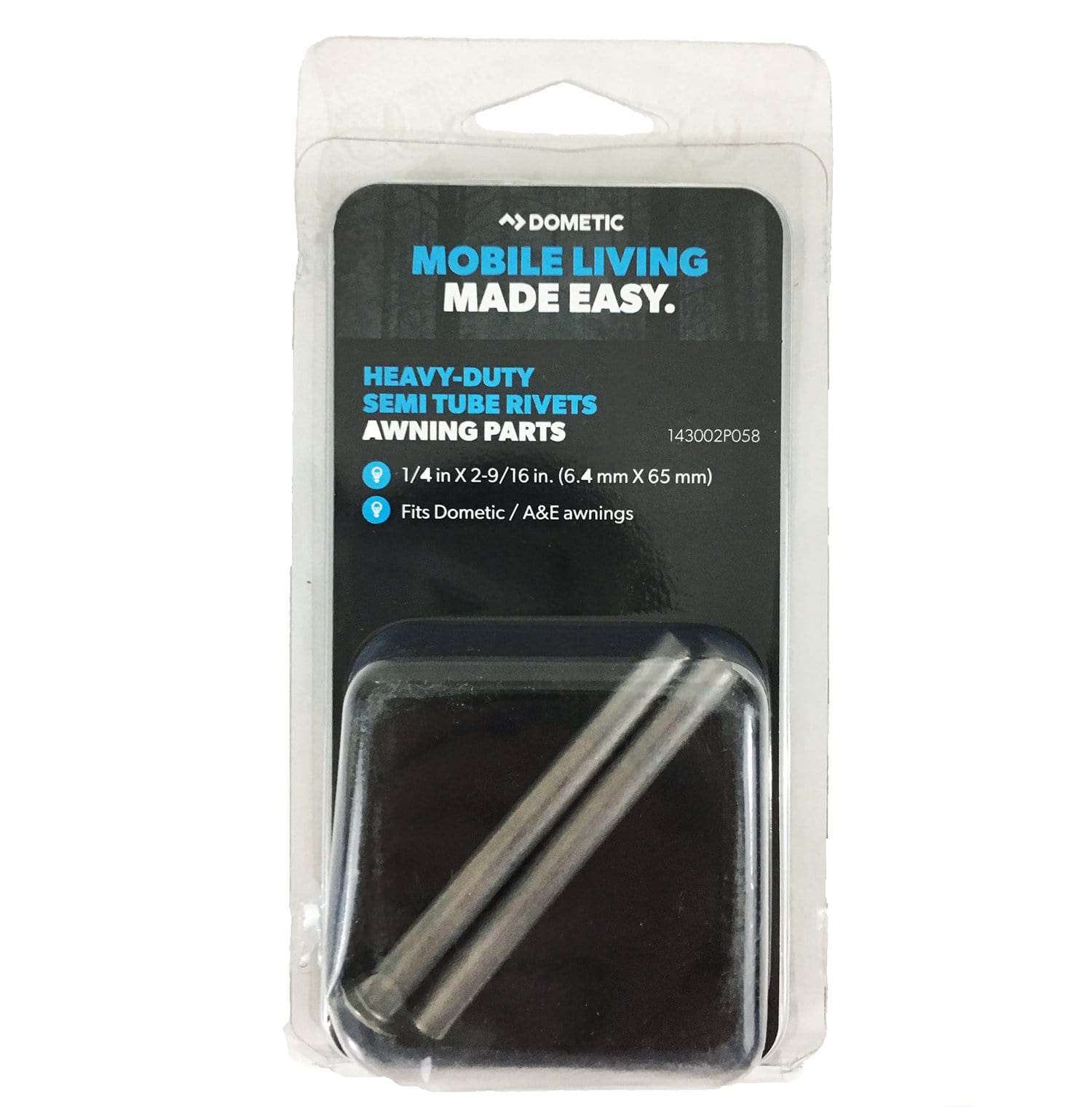 Dometic 143002P058  Pack of 1/4" x 2-9/16" Semi Tube Rivets