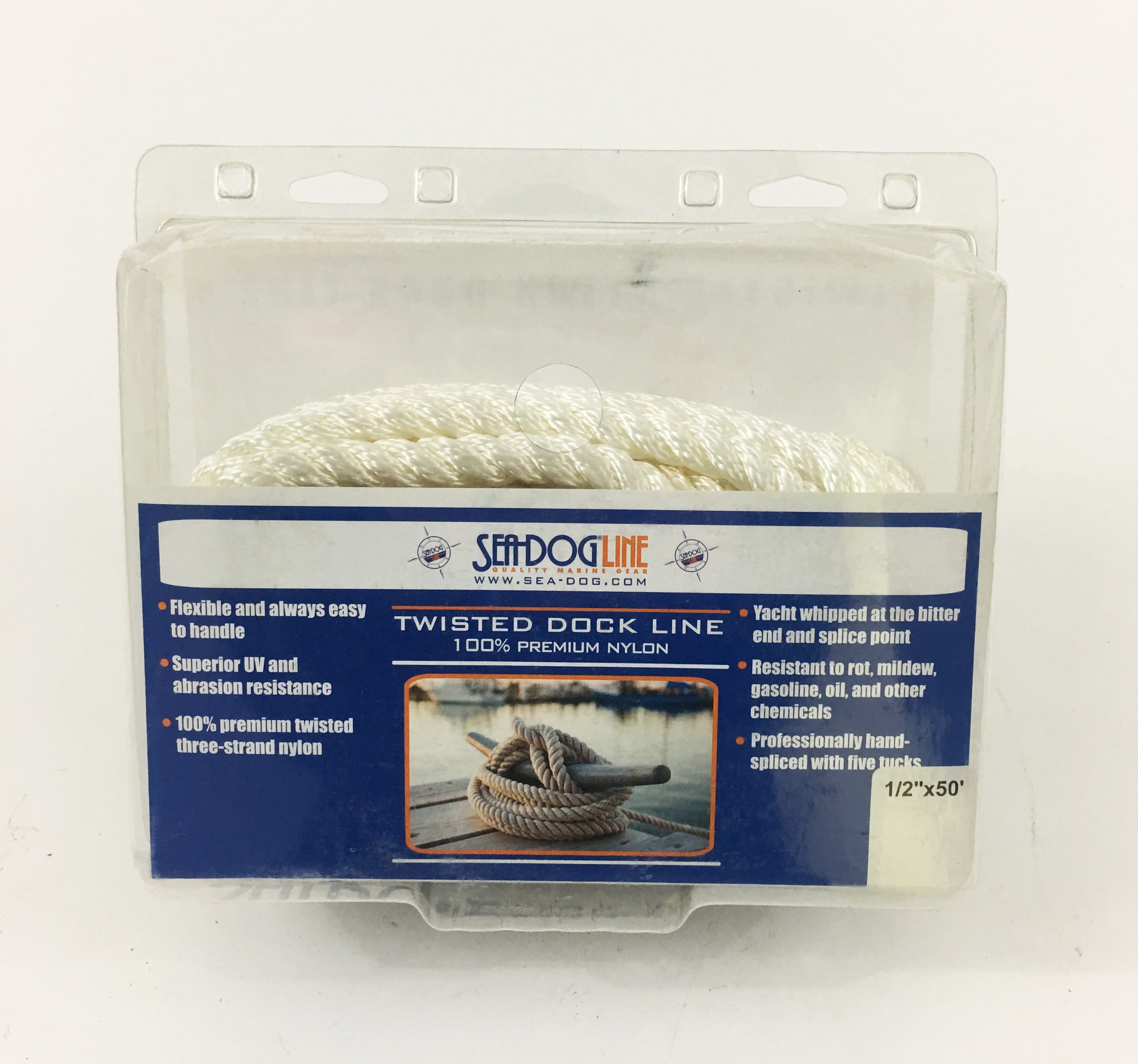 Sea-Dog 301112050WH-1 Twisted Nylon Dock Line (Lock Line) 1/2" X 50' White
