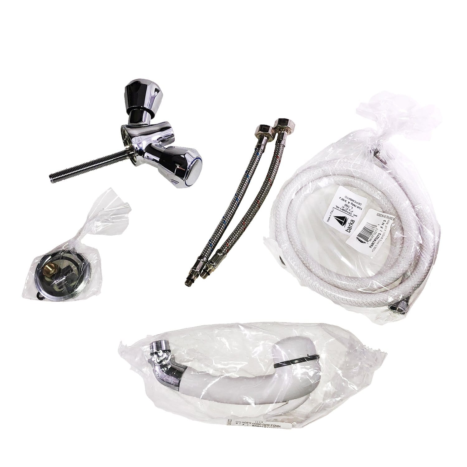 Scandvik 46017P White Handle With 5' Chrome Flex Hose