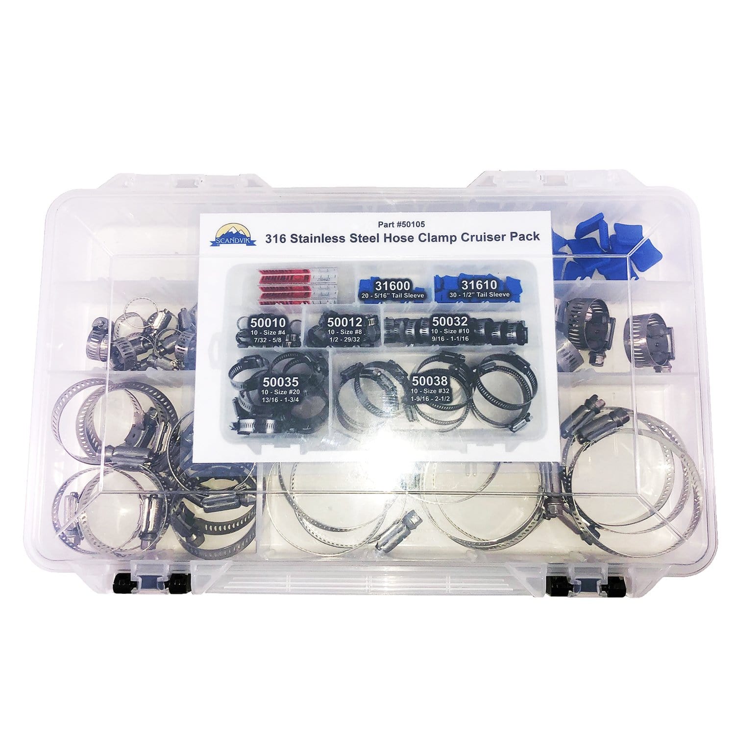 Scandvik 50105 BREEZE Cruiser Pack Stainless Steel Clamps