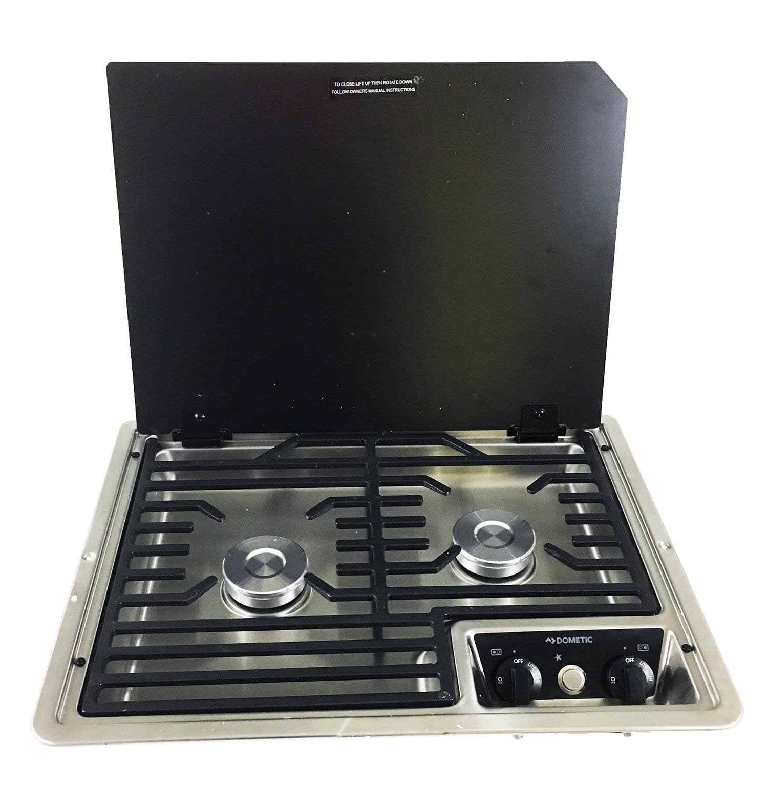 Dometic 50216G RV 2-Burner Propane Cooktop With Glass Cover