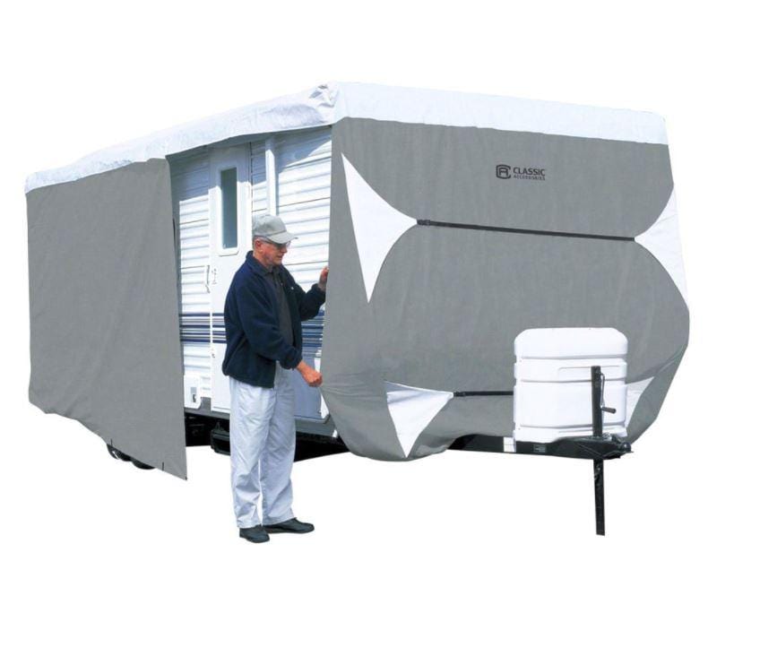 Classic Accessories 80-355-203101-RT Polypro 3 X-Tall Travel Trailer Cover Grey 33' - 35', 124" H