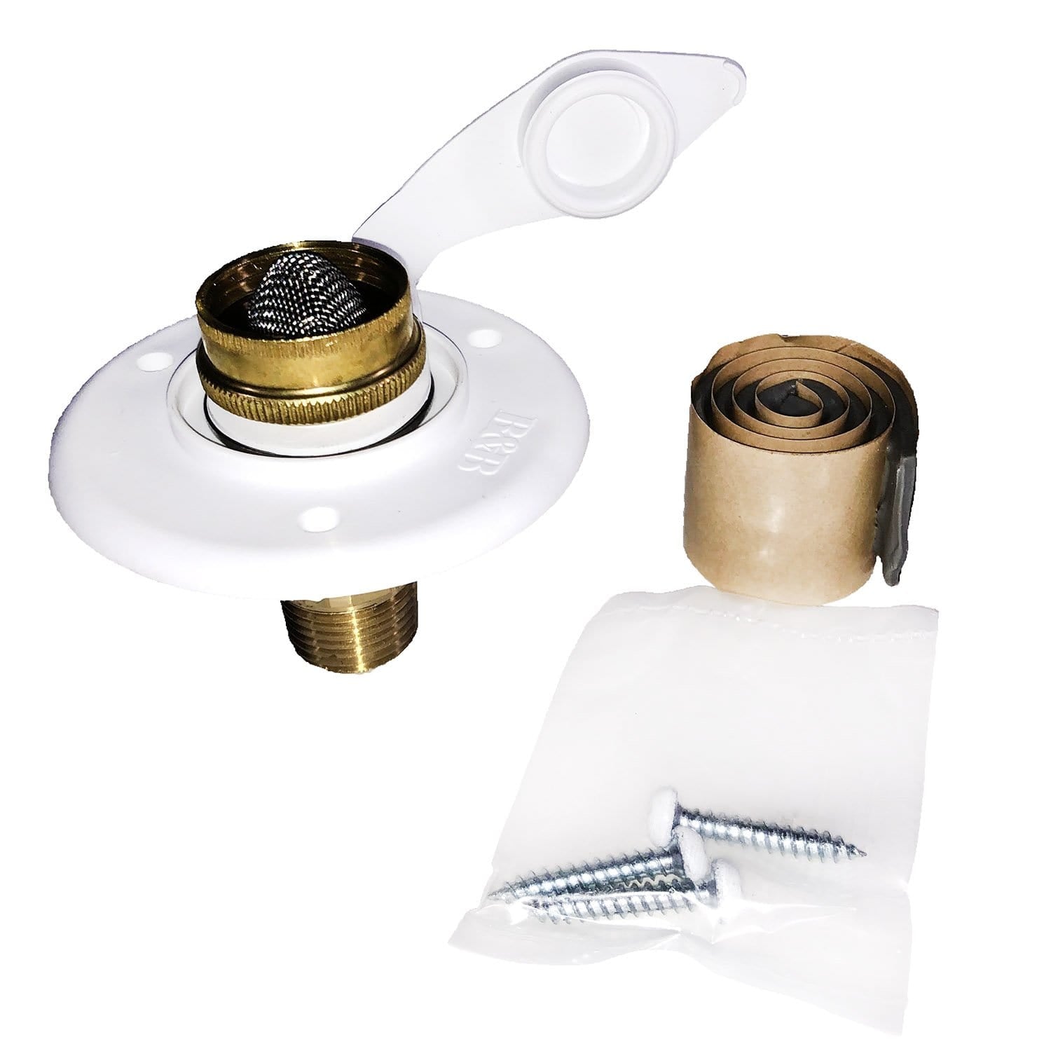 Thetford 94234 (601-005-94234) B&B Molders Flusher Brass Water Inlet, White