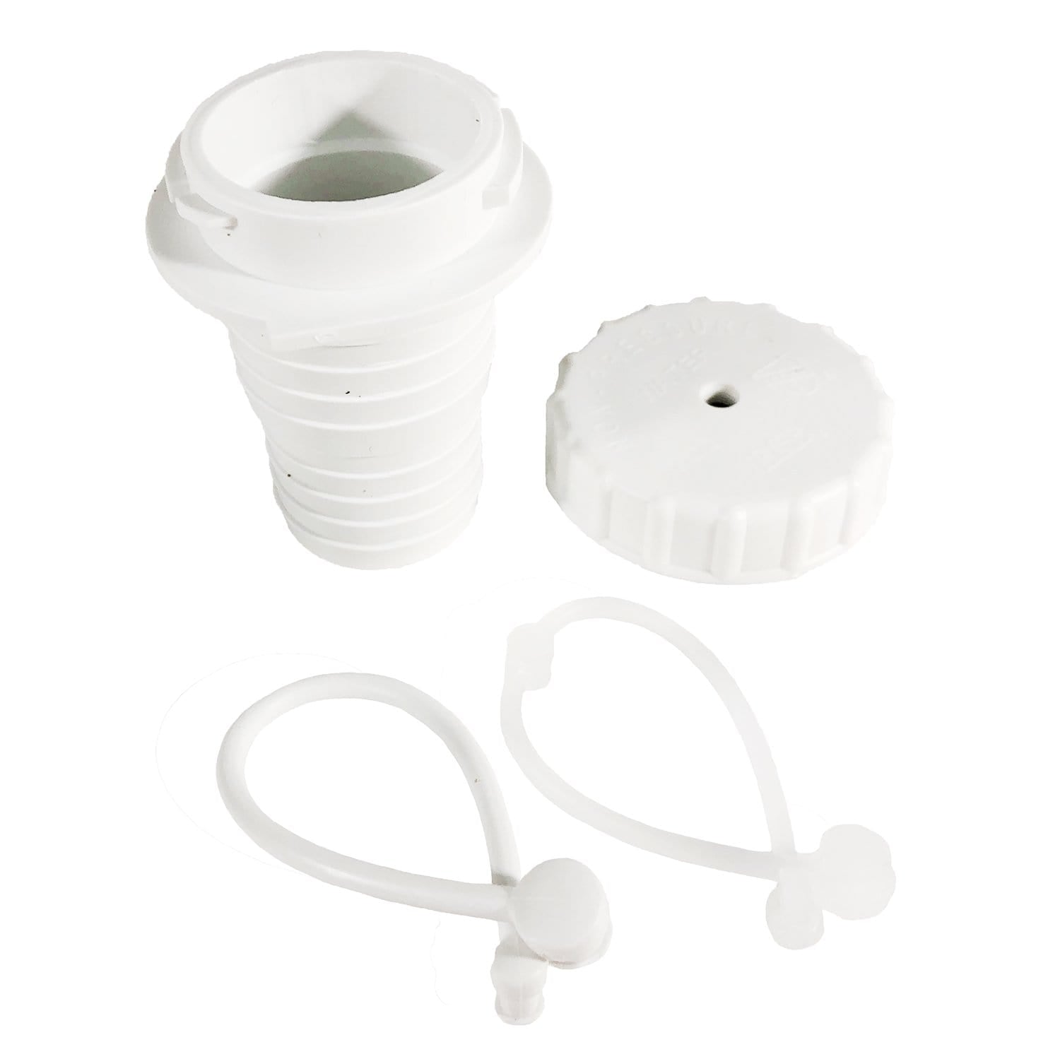 Thetford 94245 (601-036-94245) B&B Molders Gravity Water Fill Spout, Cap & Strap, White