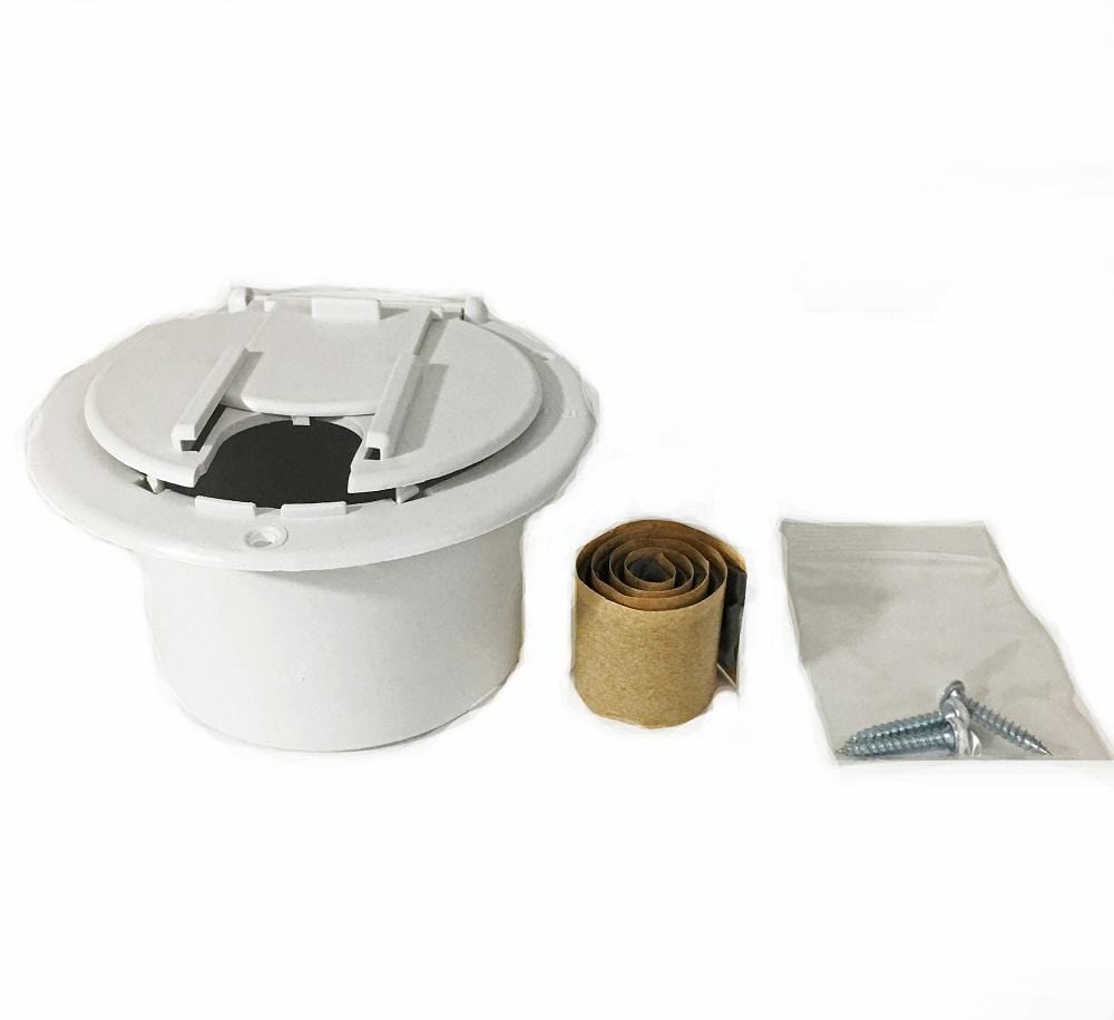 Thetford B&B Molders 94328 (370-2-a) Polar White Round Electric Cable Hatch W/back