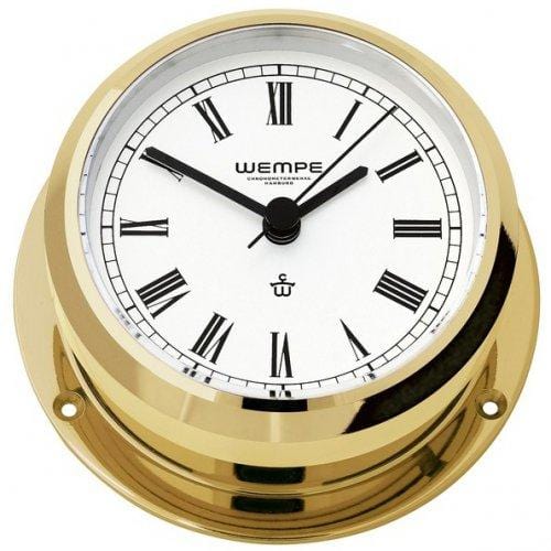 Wempe CW000005 Pirate II Brass Yacht Clock Quartz 95 X 36mm White/Black Roman