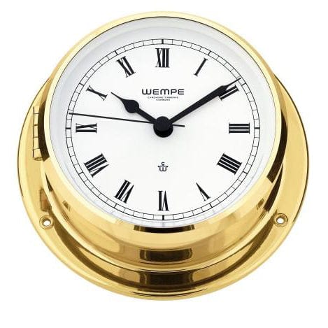 Wempe CW070002 Globaltec Skiff Brass Yacht Clock Quartz 110 X 42mm White/Black Roman