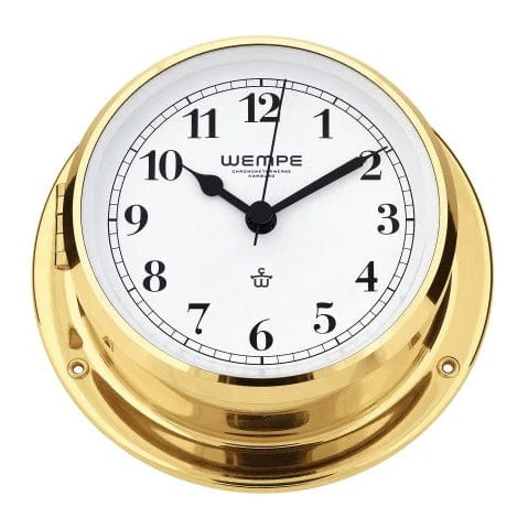 Wempe CW070003 Globaltec Skiff Brass Yacht Clock Quartz 110 X 42mm White/Black Arab.