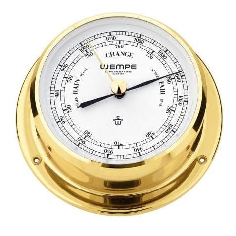 Wempe CW110011 Globaltec Brass Barometer 1-Diaphragm 120 X 38mm Black/White Hpa/Mmhg