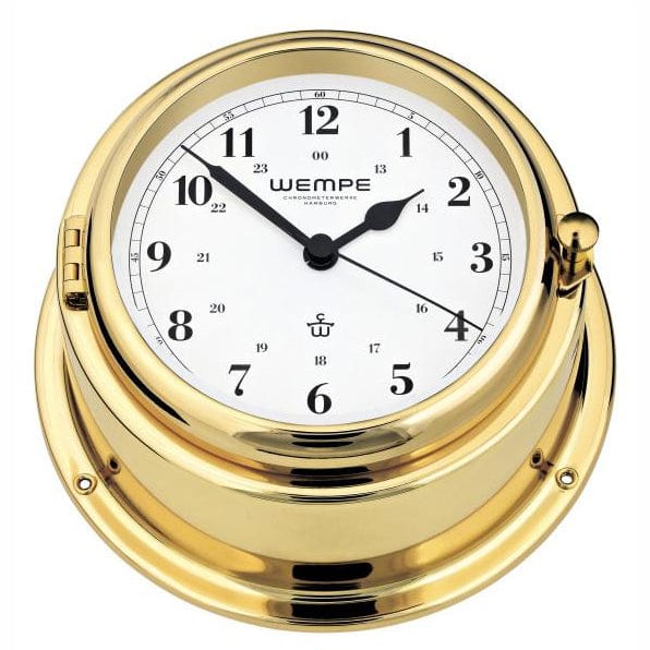 Wempe CW110013 Globaltec Nautical Brass Porthole Clock Quartz 120 X 38mm Black/White