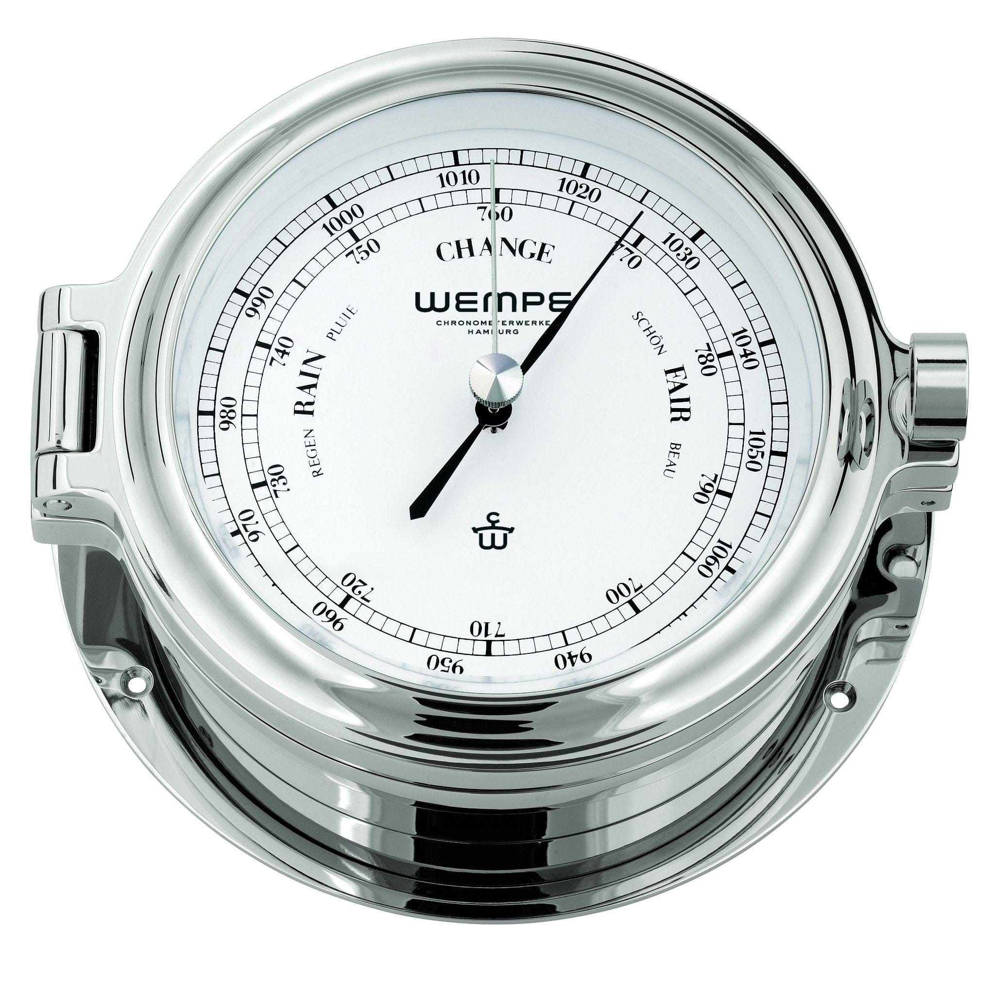 Wempe CW180002 Globaltec Cup Brass Chrome-Plated Barometer 140 x 47mm White/Black
