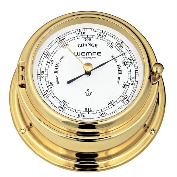 Wempe CW310008 Bremen II Brass Barometer 1-Diaphragm 150 X 75mm White/Black Hpa/Mmhg