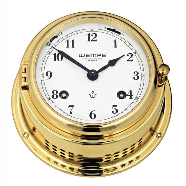 Wempe CW310010 Globaltec Bremen II Brass Bell Clock 150 X 75mm White/Black Arab.