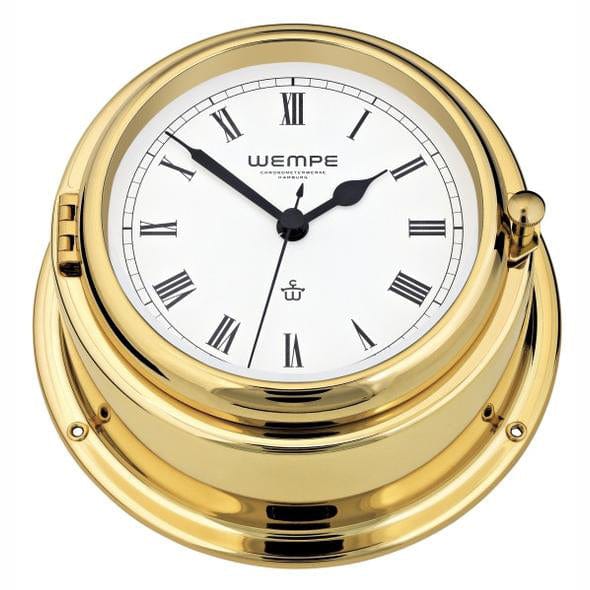 Wempe CW310012 Globaltec Bremen II Brass Ship Clock Quartz 150 X 75mm White/Black Roman