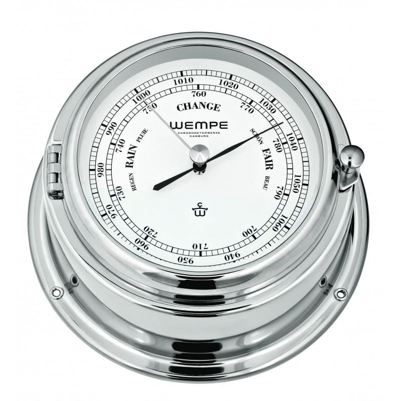 Wempe CW360002 Bremen II Brass Chrome Plated Barometer 1-Diaphragm 150 X 75mm White/Black Hpa/Mmhg