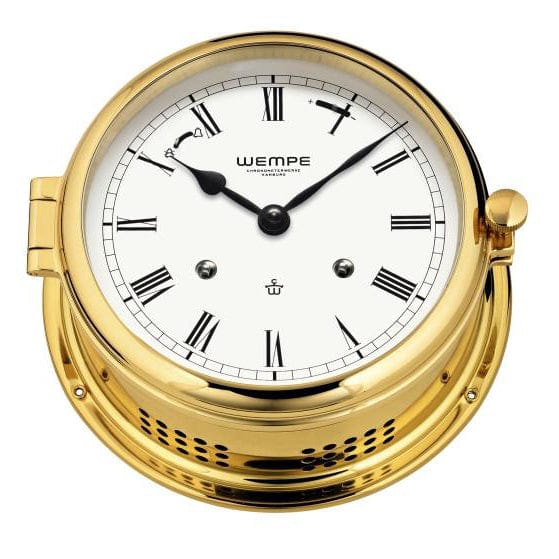 Wempe CW450009 Globaltec Admiral II Brass Striking Ship Bell Clock 185 X 70mm White/Black Roman
