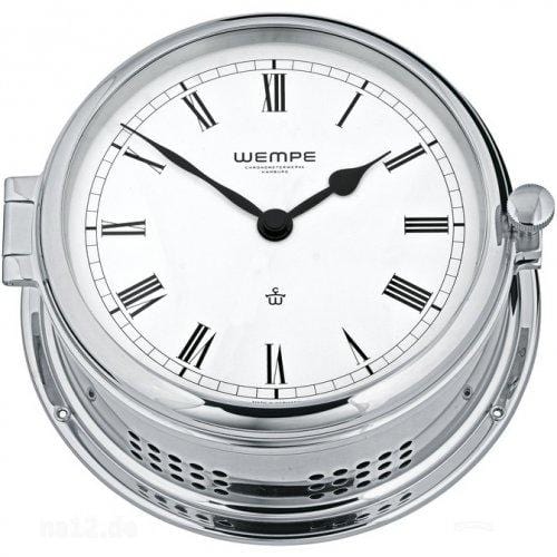 Wempe CW460003 Admiral II Brass Chrome Plated Striking Bell Clock 185 X 70mm White/Black Roman