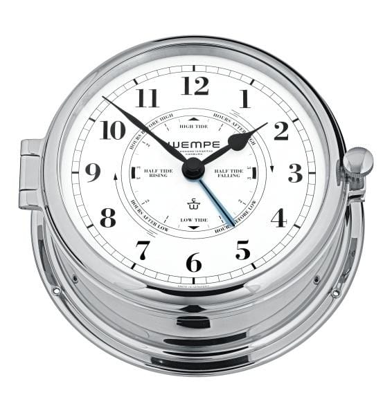 Wempe CW460005 Admiral II Brass Chrome Plated Tide Clock 185 X 70mm White/Black Arab.
