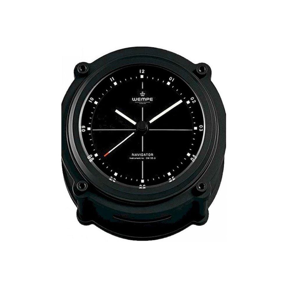 Wempe CW550003 Navigator II Black Elodiced Quartz Clock 130 X 70mm Black/White Arab. Luminova