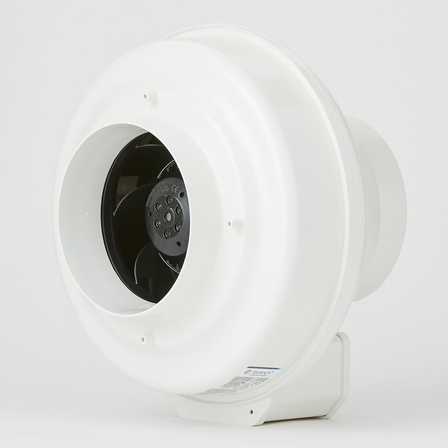 FanTech FR150 6" Inline Centrifugal Fan, Molded Plastic, 263 Cfm, 115-1-60