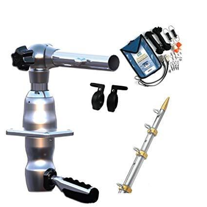 Taco GS-2841VEL-1 Grand Slam 280 Silver / Gold 15' Poles Out-rigging Kit and Line Caddy