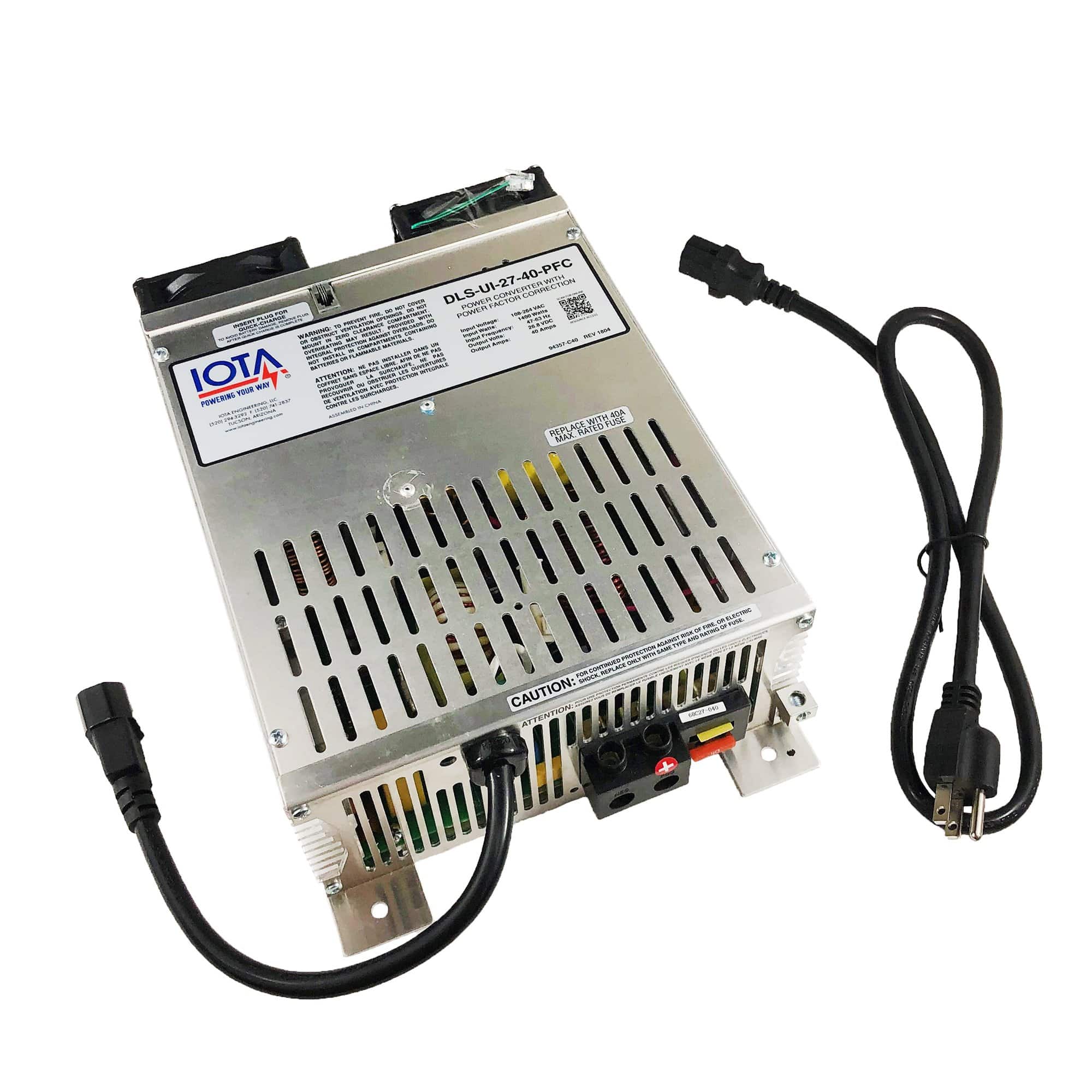 Iota DLS-UI-27-40 120-240 Volt AC, 24 DC Output, 40 Amp Universal Input Power Converter with Battery Charger