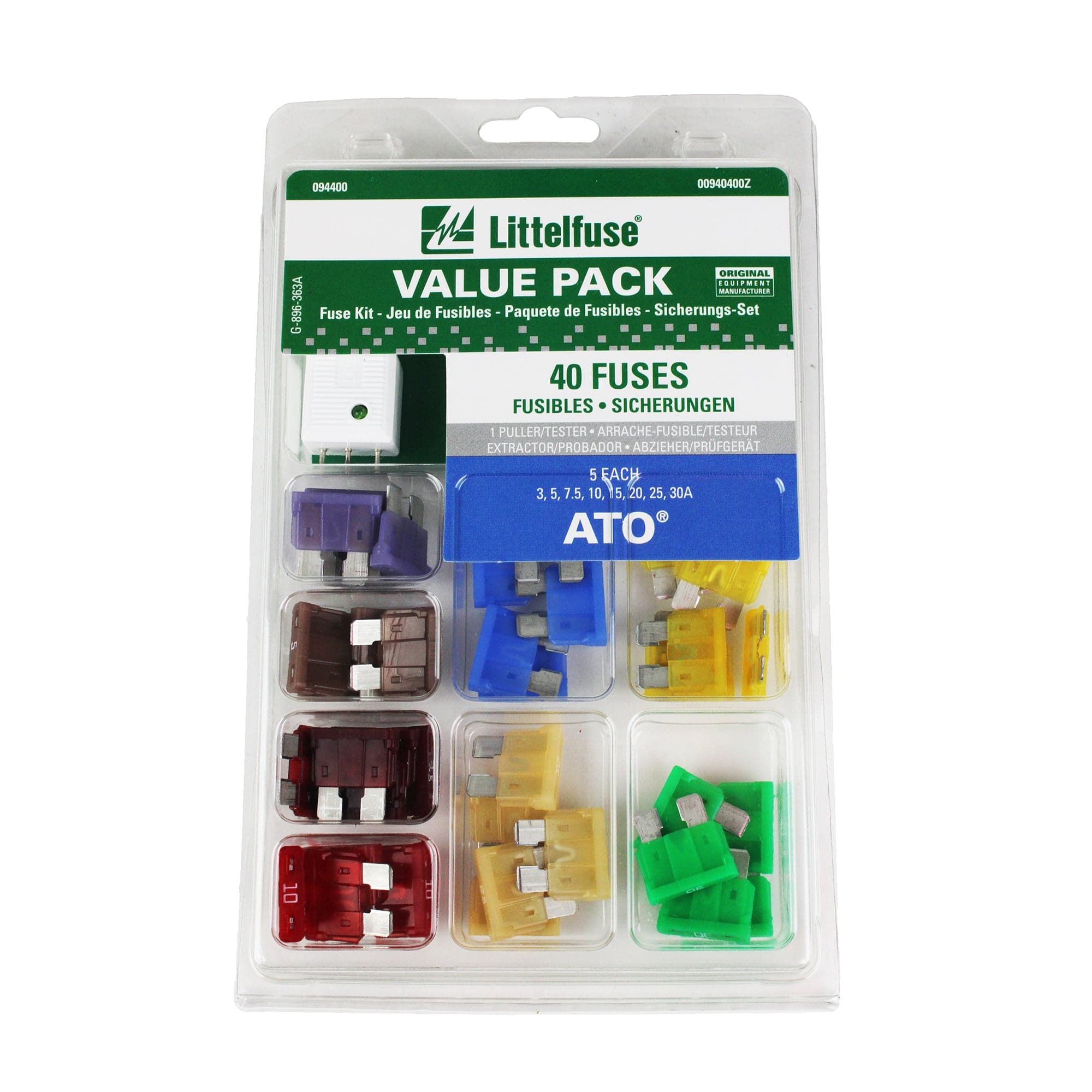 Littelfuse 00940400Z ATO Fuse Assortment, 5A-30A - 40 Pack