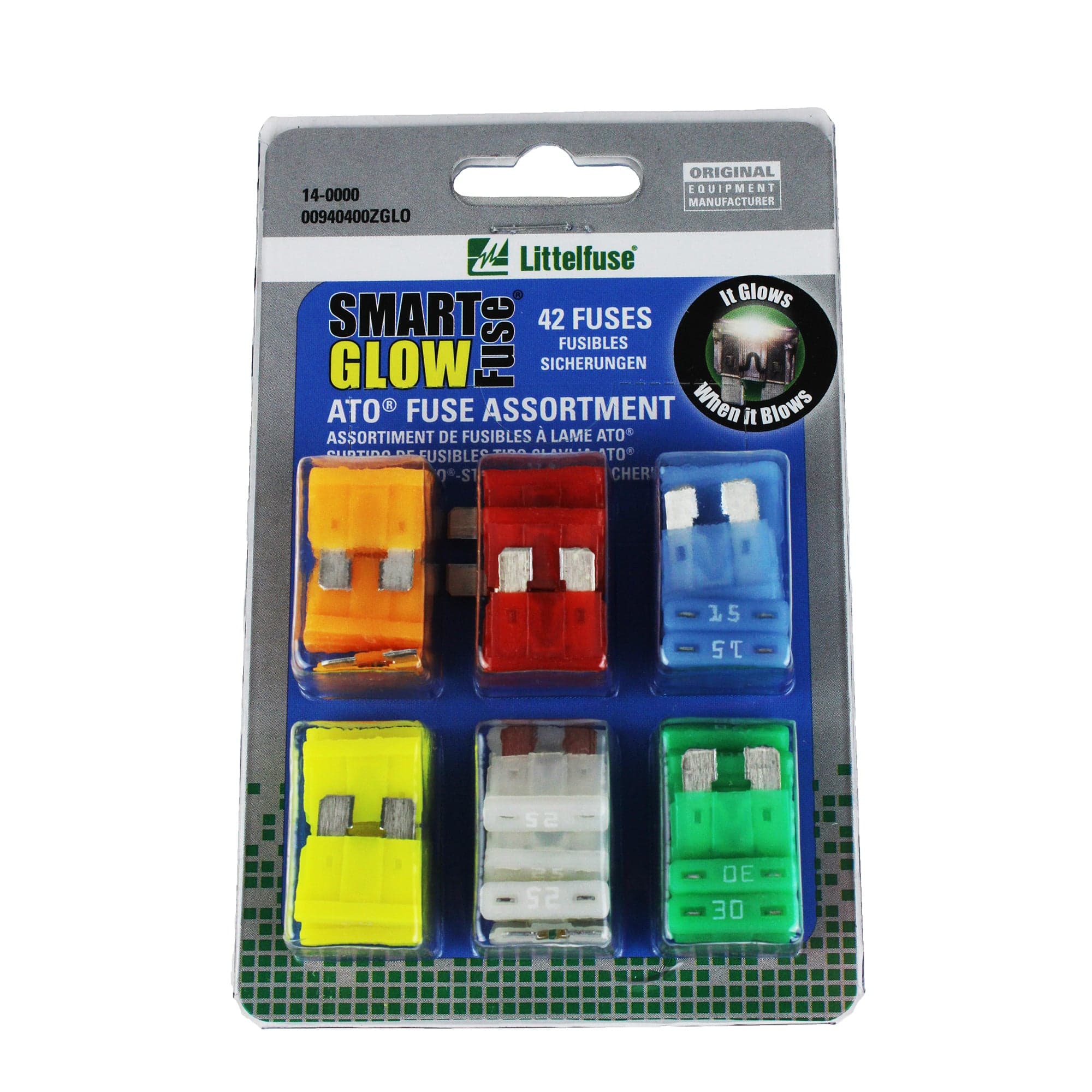 Littelfuse 00940400ZGLO SMART GLO ATO Fuse Assortment - 42 Pack