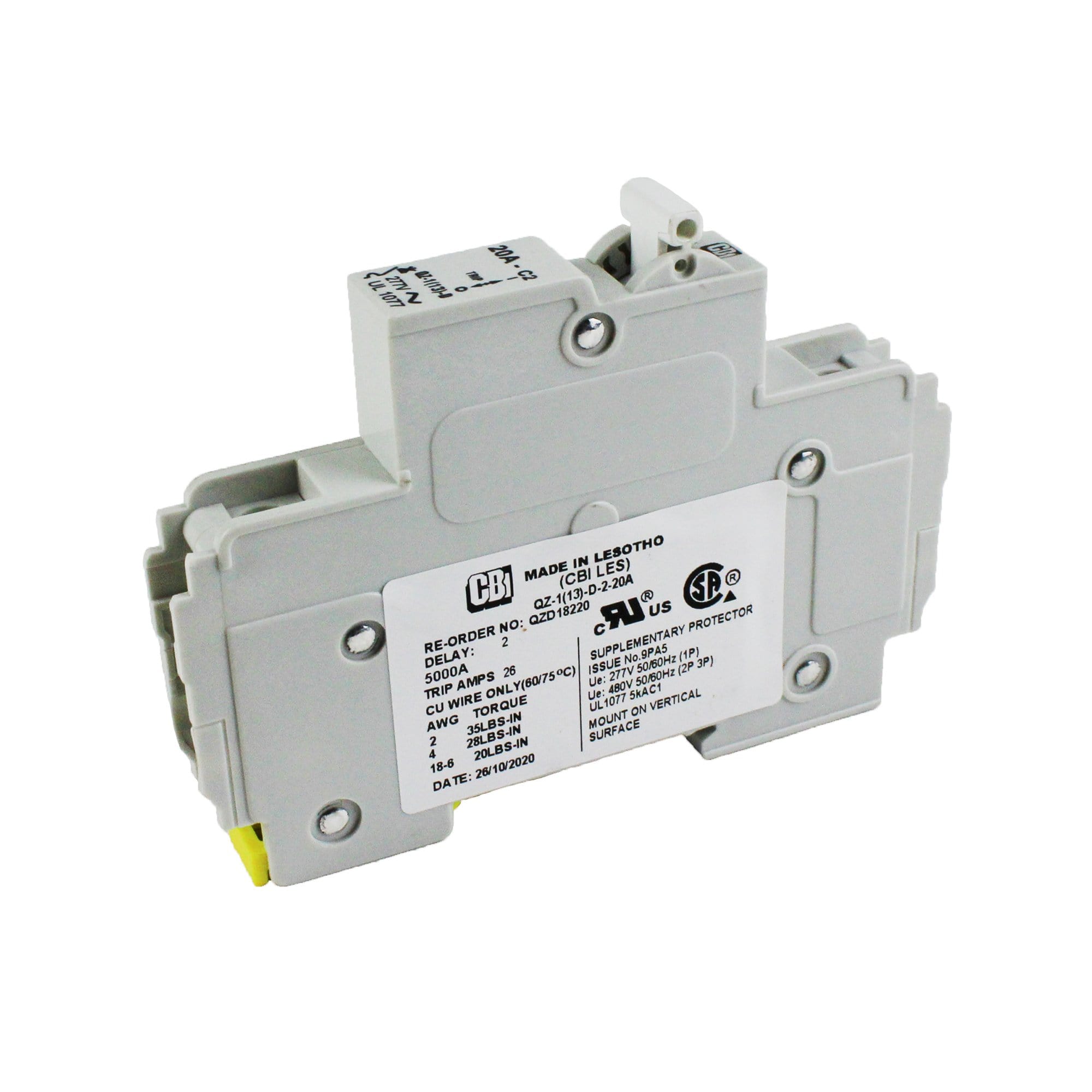 MidNite Solar MNEAC20QZD 20A 277VAC DIN Breaker