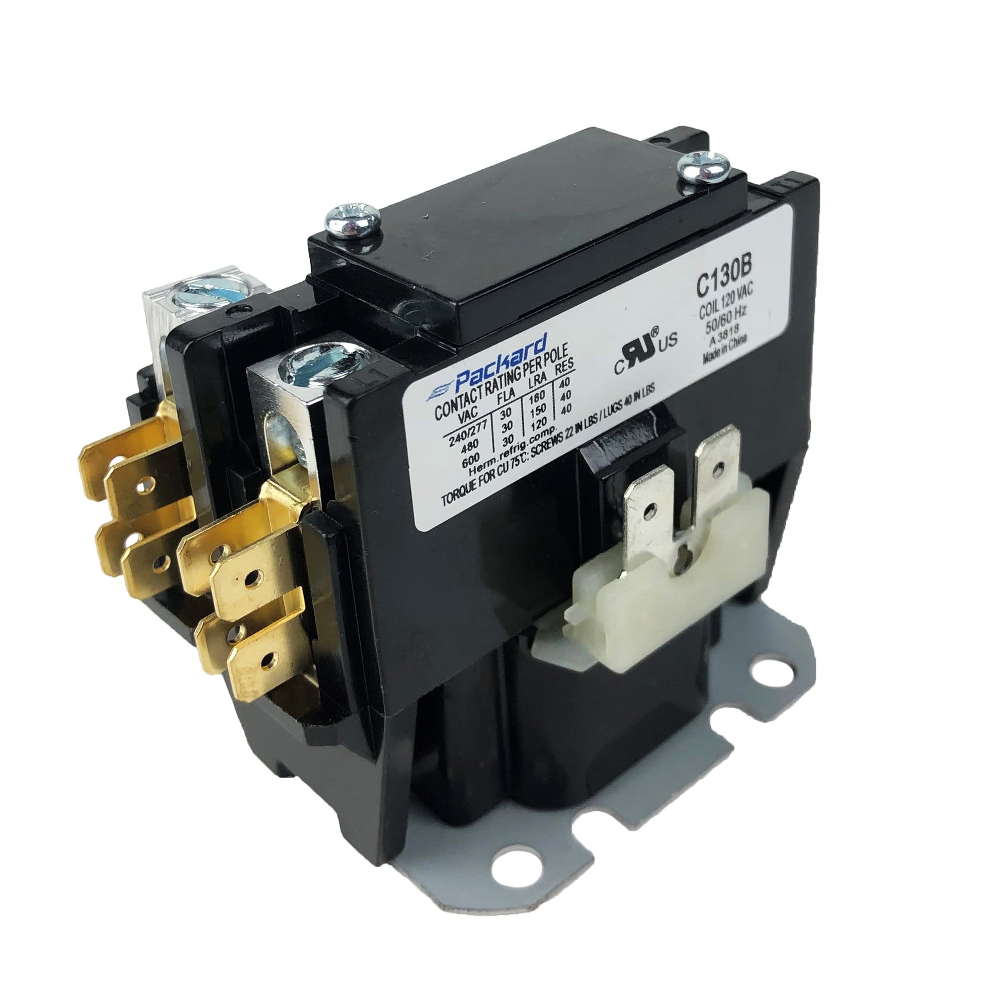 Packard C130B Contactor 1 Pole 30 Amps 120 Coil Voltage