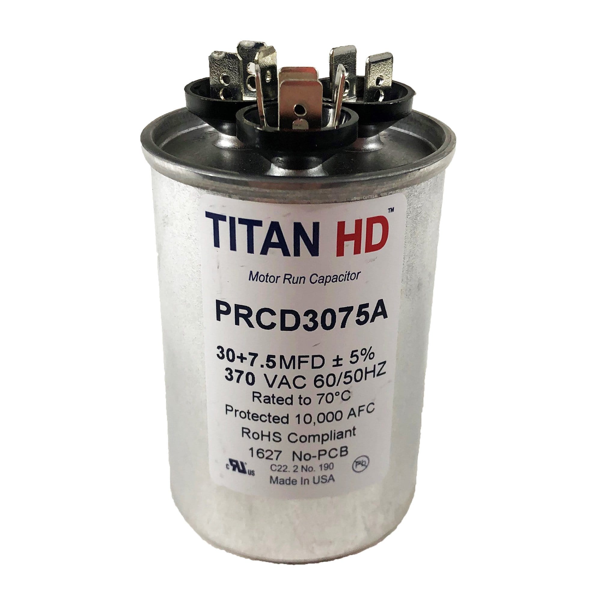 Packard PRCD3075A Titan HD 30+7.5 MFD Run Capacitor, 370V, Round