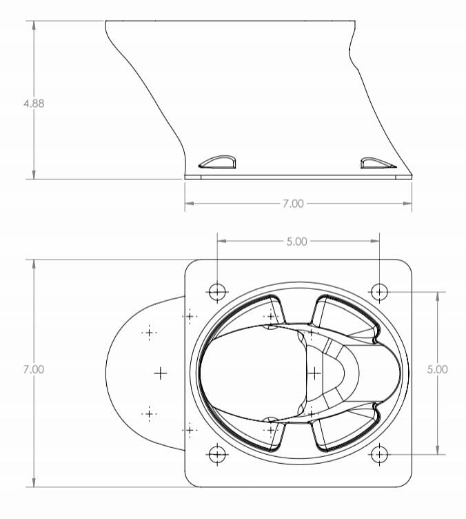 Seaview PMF57M1 5" Modular Mount, Forward Raked, 7" x 7" Base Plate, White