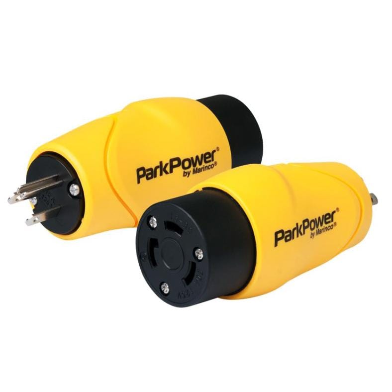 Park Power S15-30RV One Piece Adapter with a 30A 125V Locking Connector and a 15A 125V Straight Blade Plug